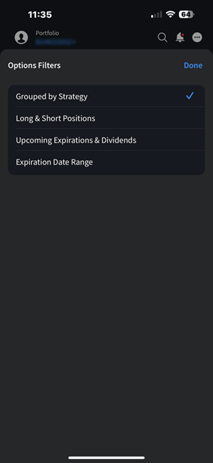 The options filters on the iPhone. 
